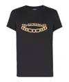 Balmain Black Crewneck T-shirt With Logo Print On The Front