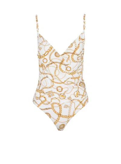 BALMAIN CHAÎNES PATTERN PRINTED ONE-PIECE SWIMSUIT
