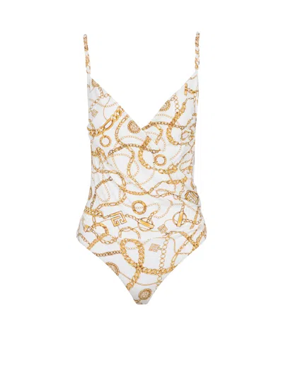 BALMAIN CHAÎNES PATTERN PRINTED ONE-PIECE SWIMSUIT