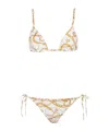Balmain Chaînes Pattern Printed Two-piece Swimsuit In Gold