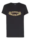 Balmain Black Crewneck T-shirt With Logo Print On The Front
