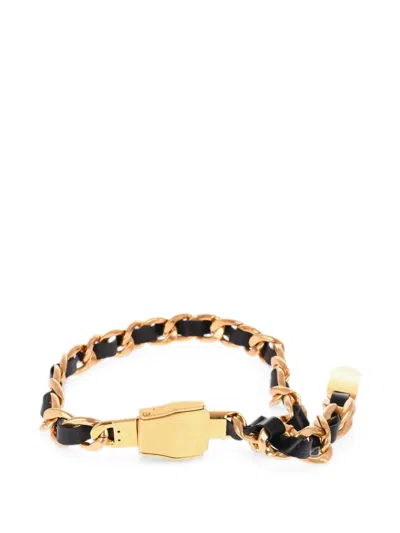 Balmain Chain-link Leather Belt In Gold