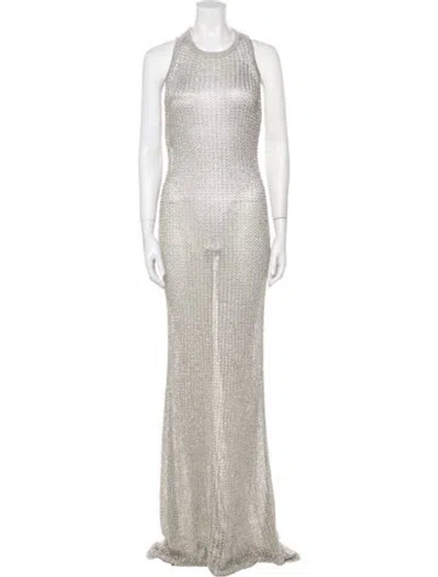 Pre-owned Balmain Chainmail-effect Long Dress