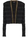 Balmain Tweed Jacket Featuring Chain Accents