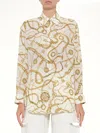 Balmain Printed Silk Shirt With  Chains Pattern In Multi
