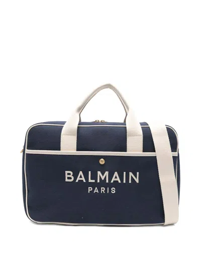 Balmain Changing Bag With Embroidery In Blue