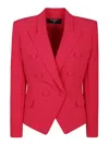 Balmain 6 Buttons Fitted Crepe Jacket In Multicolour