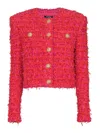 Balmain Cropped Tweed Jacket In Pink