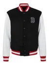 Balmain Wool And Eco-leather Varsity Jacket With Patch In Multi