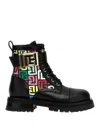 Balmain Charlie Multi Monogram Ranger Booties In Multicolour