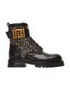 Balmain Charlie Monogram Jacquard And Leather Ranger Boots In Black