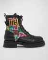 Balmain Charlie Multi Monogram Ranger Booties In Aaa Multicolore