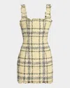 Balmain Check Paillette Tweed Sleeveless Mini Dress In Neutral
