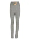 Balmain Check-pattern Belted Trousers In Gray