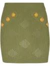 Balmain Openwork Knit Mini Skirt In Green