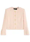 Balmain 5-button Textured Tweed Jacket In Beige