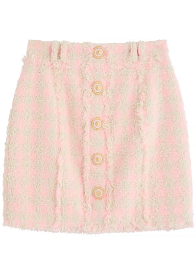 Balmain High-waist Buttoned Tweed Mini Skirt In Gold