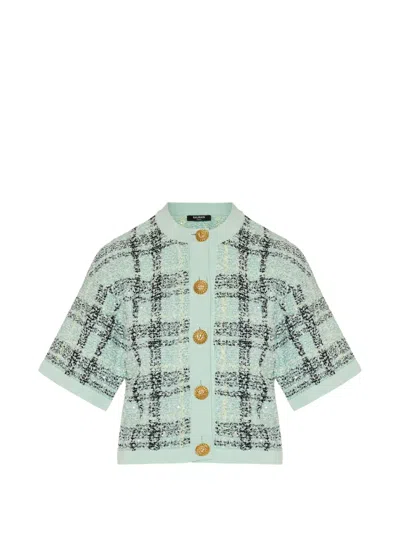 Balmain Checked Button-up Cardigan In Multi