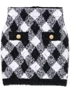 Balmain Checkered High Waist Metallic Mini Skirt In Black