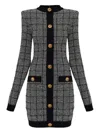 Balmain Checked-pattern Long-sleeve Dress In Multi