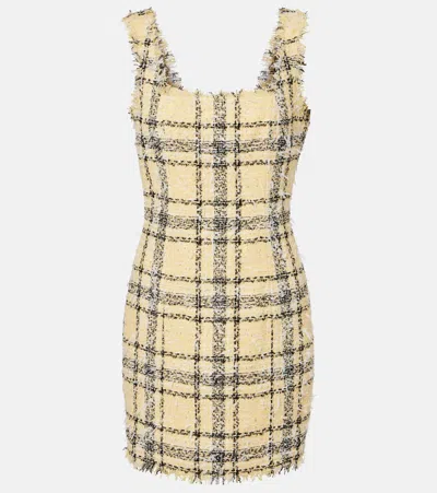 BALMAIN CHECKED SEQUINED TWEED MINIDRESS