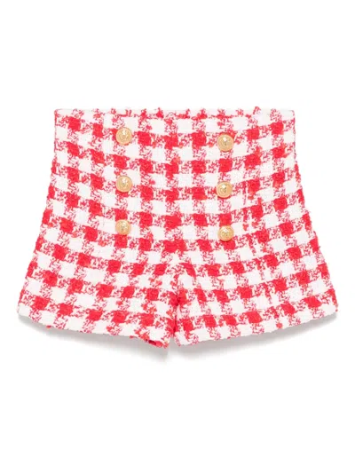 Balmain Babies' Checked Shorts In Red