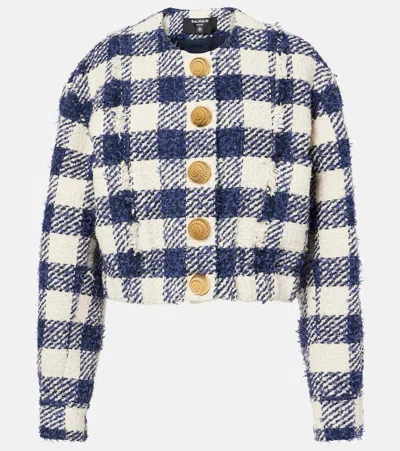 Balmain Jacke Aus Tweed In Blau