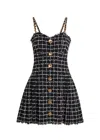 Balmain Chain-detail Checked Tweed Minidress In Black
