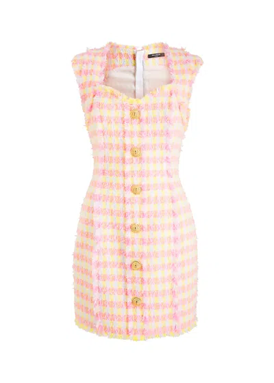 Balmain Miami Tweed Mini Dress In Multicoloured 1