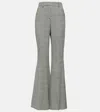 Balmain Checked Wool Flared Pants In Grey