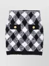 Balmain Checkered High Waist Metallic Mini Skirt In Black