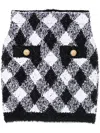 Balmain Checkered High Waist Metallic Mini Skirt