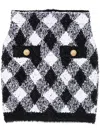 Balmain Checkered High Waist Metallic Mini Skirt In Black