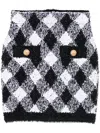 Balmain Checkered High Waist Metallic Mini Skirt In Black