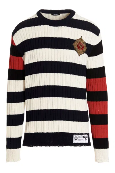 Balmain Chest Embroidery Sweater In Black
