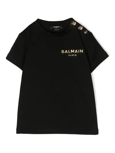 Balmain Kids' Chest Logo-print Detail T-shirt In Black