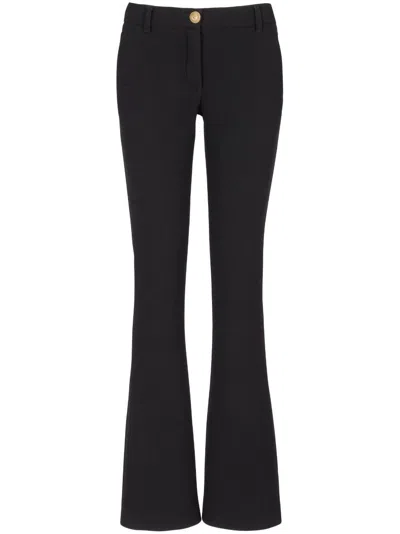 Balmain Chic & Timeless Black Flared Trousers In Luxurious Virgin Wool Crepe Texture