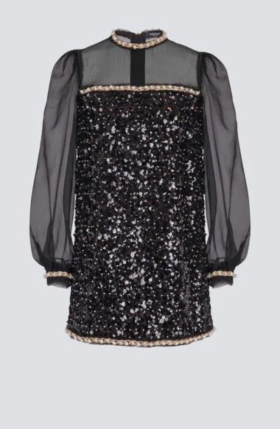 Balmain Chiffon And Beaded Sequin Dress