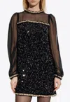 Shop Balmain Chiffon And Beaded Sequin Dress