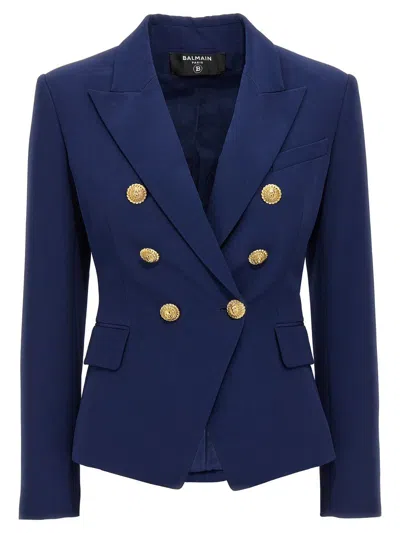 Balmain 'chiocciola' Blazer In Blue