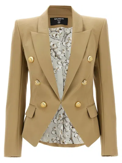 Balmain Chiocciola Button Blazer In Beige