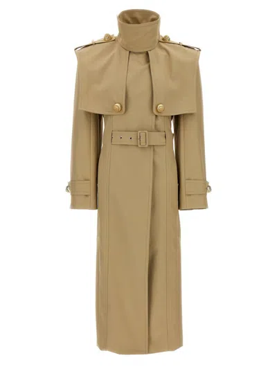 Balmain 'chiocciola' Button Trench Coat
