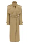 Balmain Embellished Belted Cotton-gabardine Trench Coat In Brown