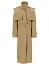 Balmain Embellished Belted Cotton-gabardine Trench Coat In Beige