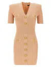 Balmain Knitted Mini Dress In Pink