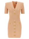 Balmain Pink Ribbed Knit Mini Dress