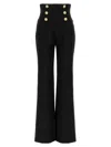 Balmain Button-embellished Crepe Wide-leg Pants In Black