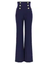Balmain High-waisted Wide Leg Trousers With Gold Buttons