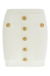 Balmain Knit Mini Skirt With Embossed Buttons Women In White
