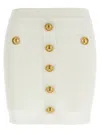 Balmain Knit Mini Skirt With Embossed Buttons Women In Neutral